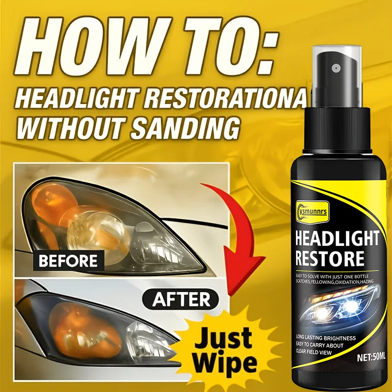 Car Headlight Restoration Agent - Removes Yellowing & Oxidation - Quick Shine Recovery - Universal Fit for All Car Models