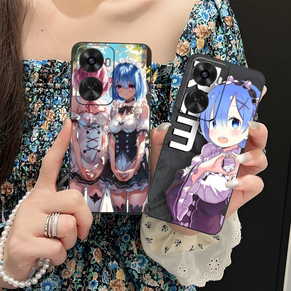 Re Zero Rem Girl Mobile Cell Phone Case for Huawei Nova 12 11 10 9 8 7 Pro SE 5G Black Soft Phone Cover Shell