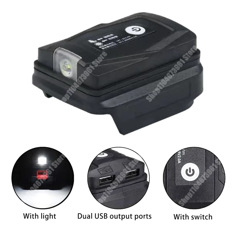Adapter LED Lights Lamp Flashlight Torch USB Mobile Phone Charger For Makita 18V Li-ion Battery BL1830 BL1815 Power Bank
