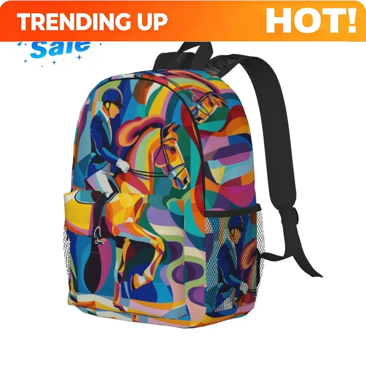 Custom Bag Horse And Rider Dressage Event Backpack Student Boys Girls BookBag Kids School Bag Computer Shoulder Bags For Men Wom