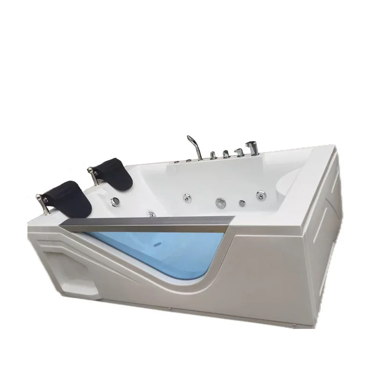 أكريليك مزدوج مستطيل مع فقاعة حمام سبا للتدليك الزجاجي المقاوم للماء