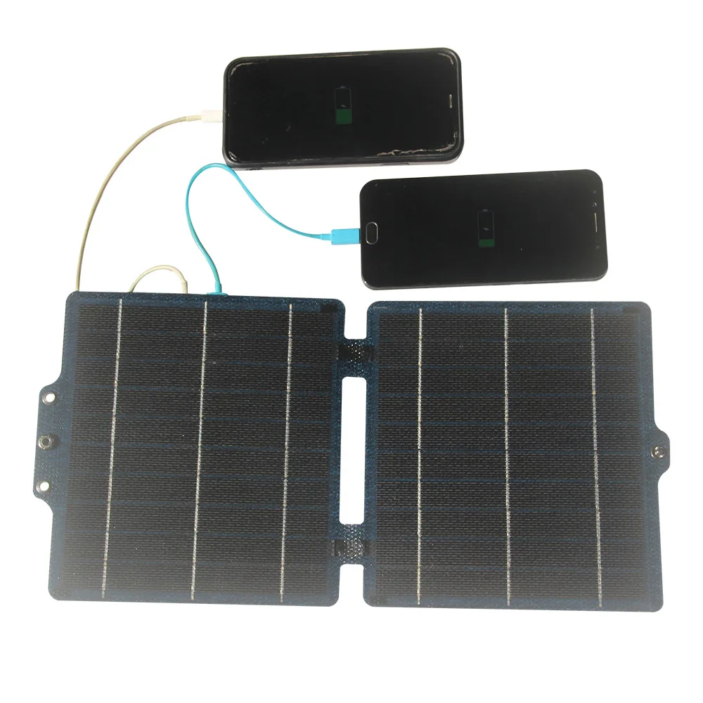 10 واط 5 فولت شاحن بالطاقة الشمسية قابل للطي ETFE USB-C/USB لوحة طاقة شمسية محمولة شحن سريع لبنك الطاقة هاتف لوحي التخييم في حالات الطوارئ