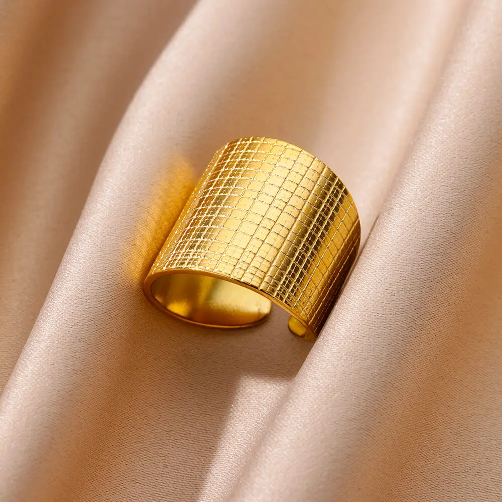 Fashion Gold Color Opening Ring For Women Men Chunky Wide Ring Hip Hop Punk Finger Rings Simple Boho Jewelry