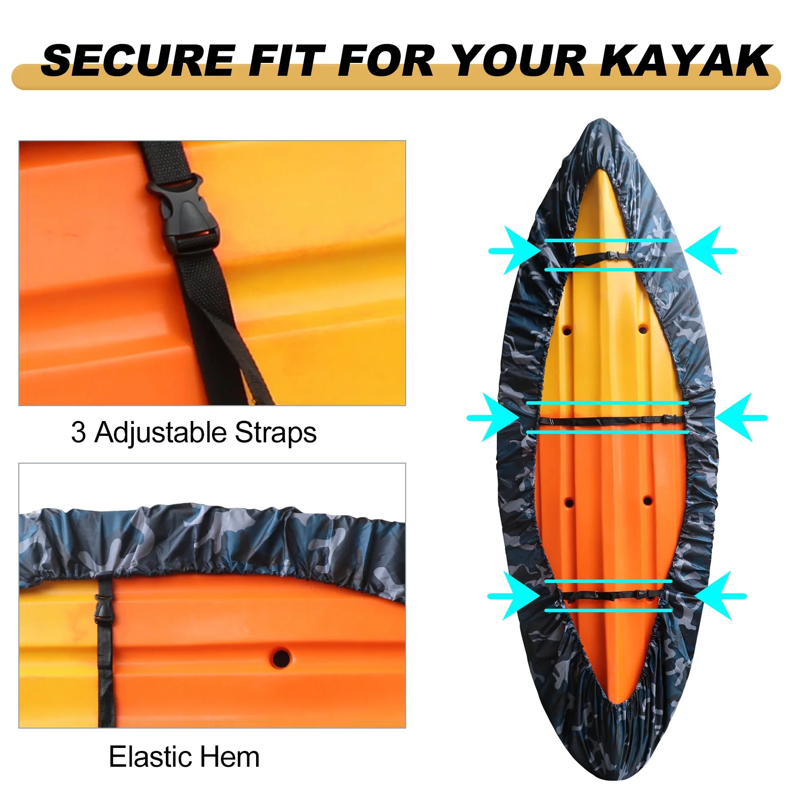 

Kayak Cover Waterproof UV Resistant Kayak Cover Outdoor Kayak Storage Dust Cover for Boat Kayak Canoe Paddleboard