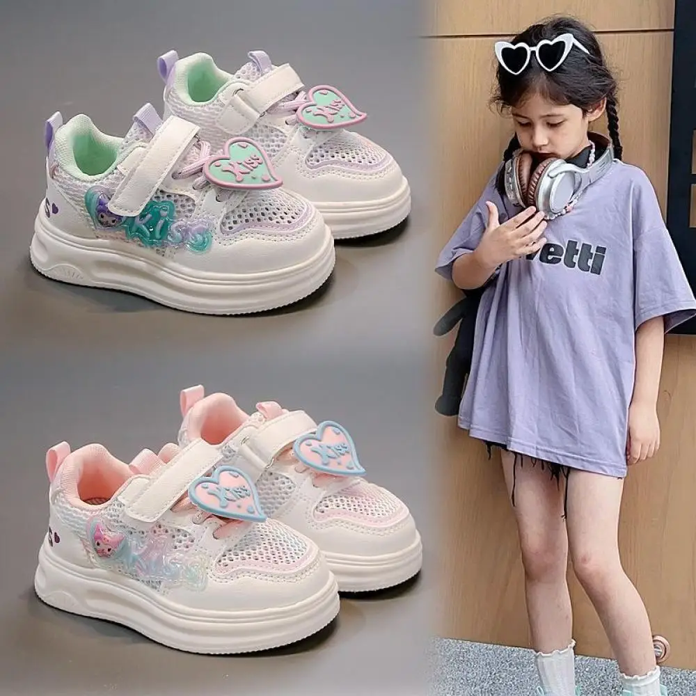 

Sanrio/Повседневная обувь Kuromi My Melody для девочек, весенне-летние сетчатые спортивные сандалии, детские дышащие туфли с героями мультфильмов, кроссовки