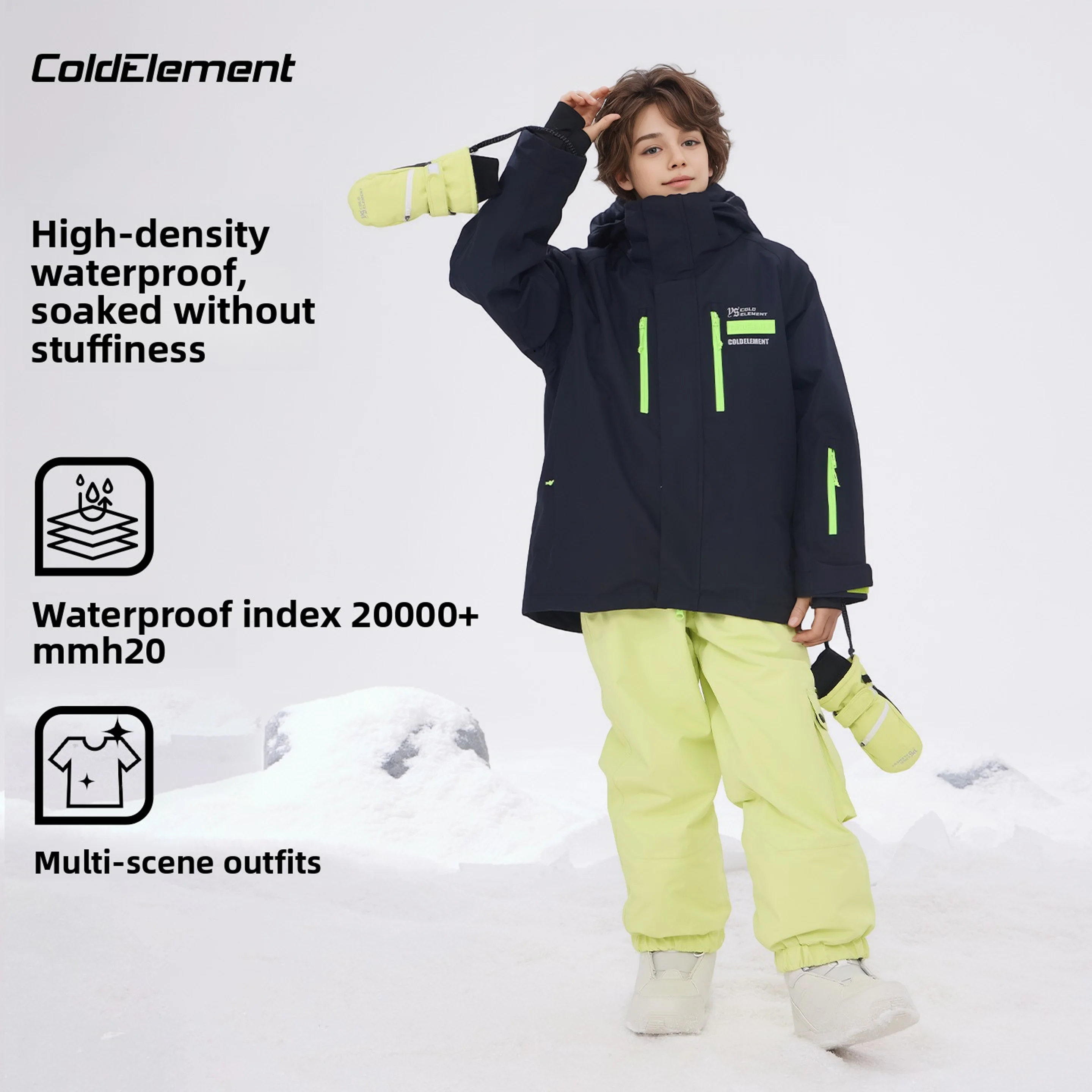 

Coldelement Kids Ski Suit Set Professional Warm Windproof Two Piece Ski Jacket And Pants Outfit For Snowboarding Winter Sports