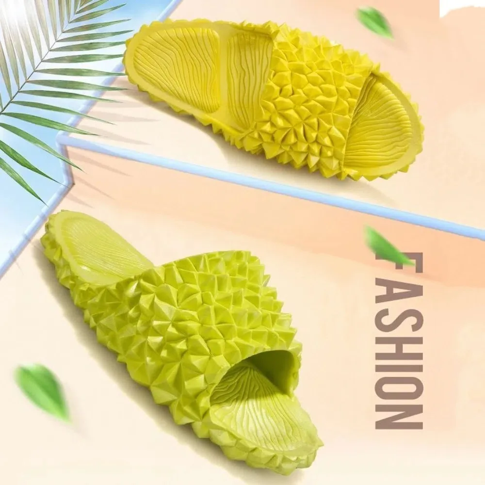 

Повседневные забавные креативные тапочки дуриан, Нескользящие тапочки на плоской подошве из ПВХ, женская обувь, пляжная одежда, шлепанцы, пляжные сандалии