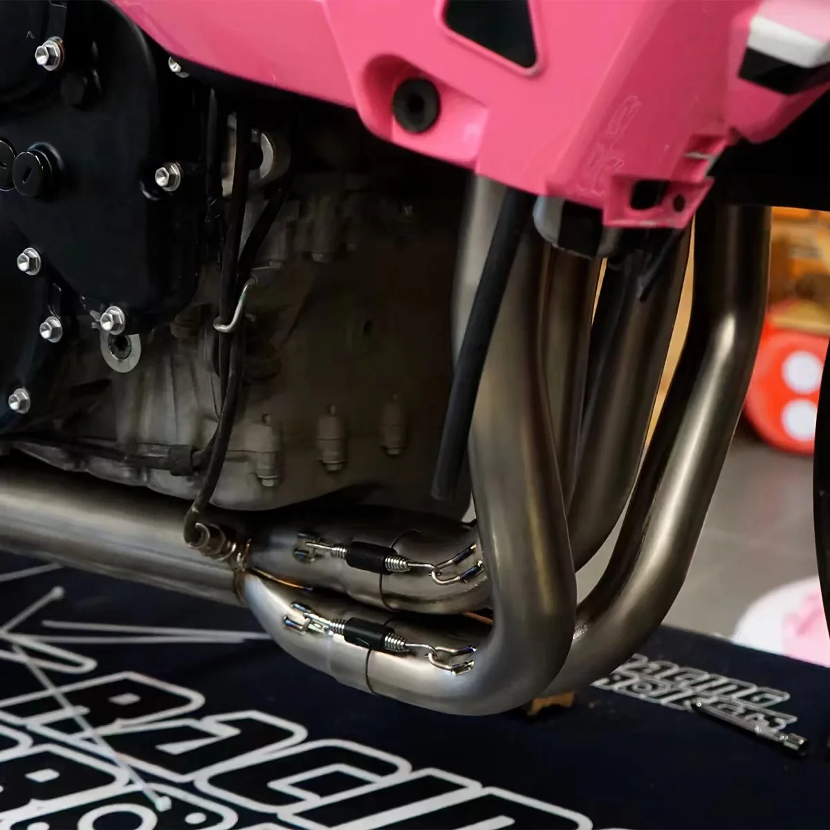 For Kawasaki ZX6R FST Front Exhaust Pipe Straight-Through Factory Caliber with High-Temperature Graphite Gaskets