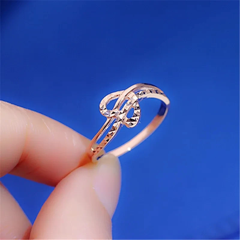 585 Purple Gold Plated 14K Rose Gold Exquisite Geometric Rings For Women Simple Charm Party Jewelry For Girlfriend Gifts