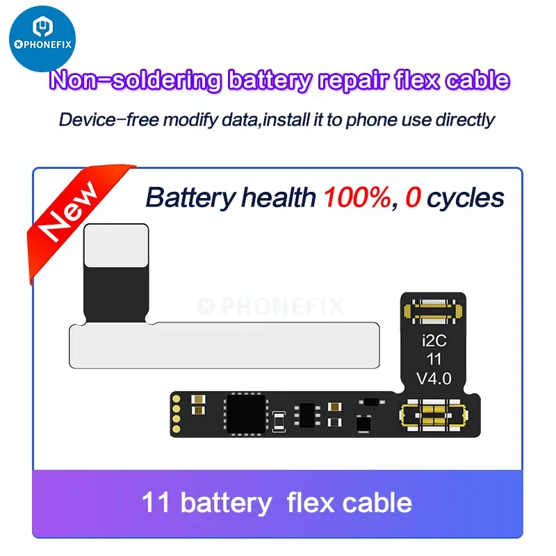 I2c Pre-Programmed No Soldering Battery Repair Flex Cable Tag-on Flex FPC for IPhone 11 12 13 14 15 Solve Error Message Pop Up