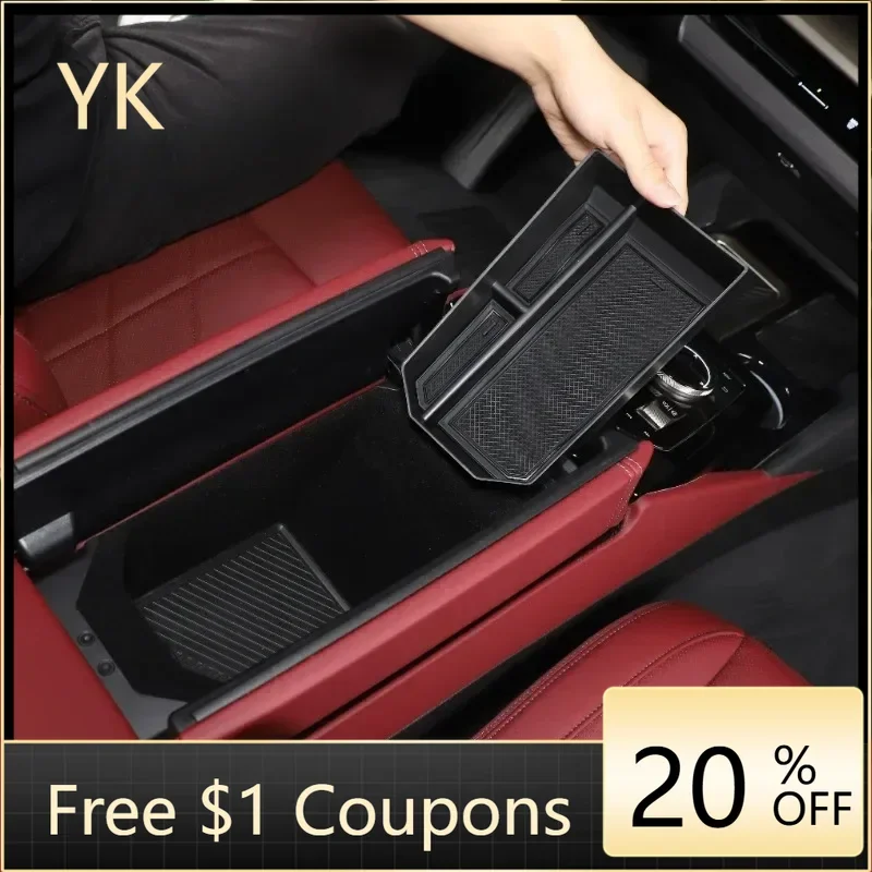 

For BMW 5 Series G60 2024-2026 ABS Black Car Center Console Armrest Box Storage Box Car Interior Accessories