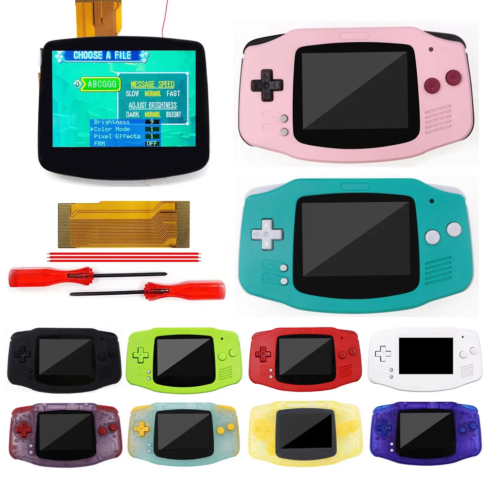 GBA V5 مغلفة IPS LCD قطرة في 720X480 الخلفية القائمة الخلفية ريترو بكسل عدة لعبة بوي أدفانس GBA مع الإسكان قذيفة