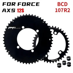 PASS QUEST 107BCD Bike Double Chainring 2X Sprocket for SRAM FORCE AXS 12S AERO Road/Gravel Bike 46-33T 48-35T 50-37T 52-39T