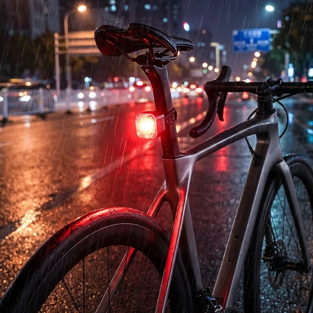 Brake Sensing Bike Tail Light Digital Power Display Auto Start Stop IP55 Waterproof Long Endurance LED Charging Taillight Safety