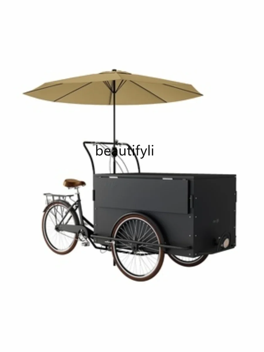 Mobile Coffee Cart Multifunctional Sales Cart Decorations Reverse Ride Stall Outdoor Tricycle