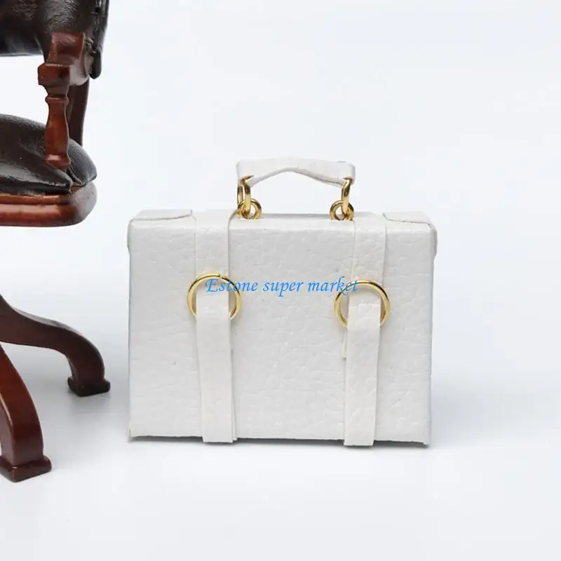 

090B Fashion Mini Suitcase for Dolls Miniature Trunk Dollhouse Decoration Lovely Small Clutch for Doll Handbag Jewellery