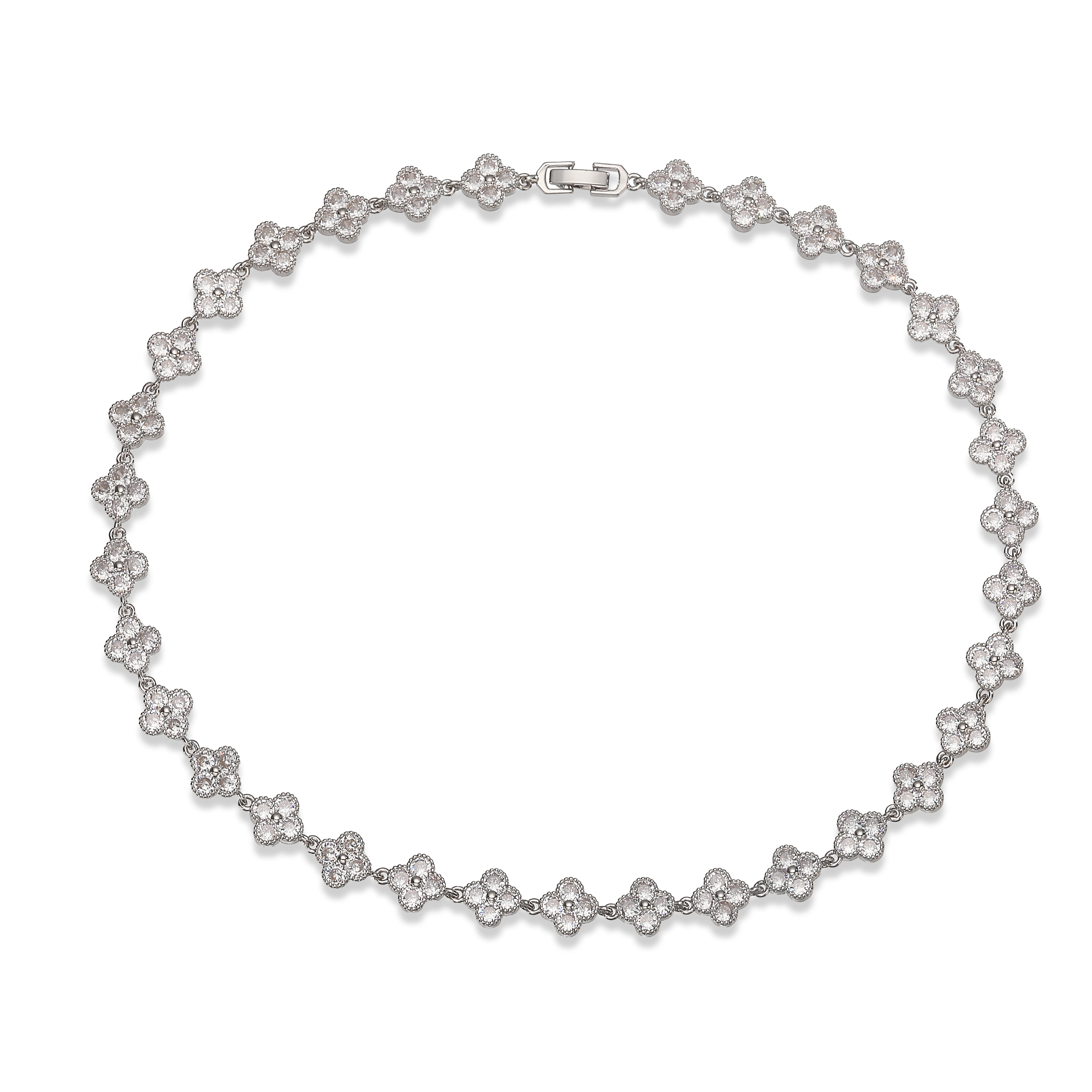 Multi-Color Zircon Flower Bracelet/Necklace Gift Set