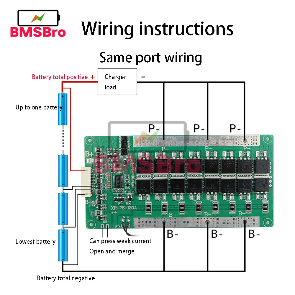 BMS 7S 24V 6S 22V 80A 100A 120A bateria litowa wyważona płyta ładowana korektor temperatura NTC wspólnego portu ochronnego dla Ebike