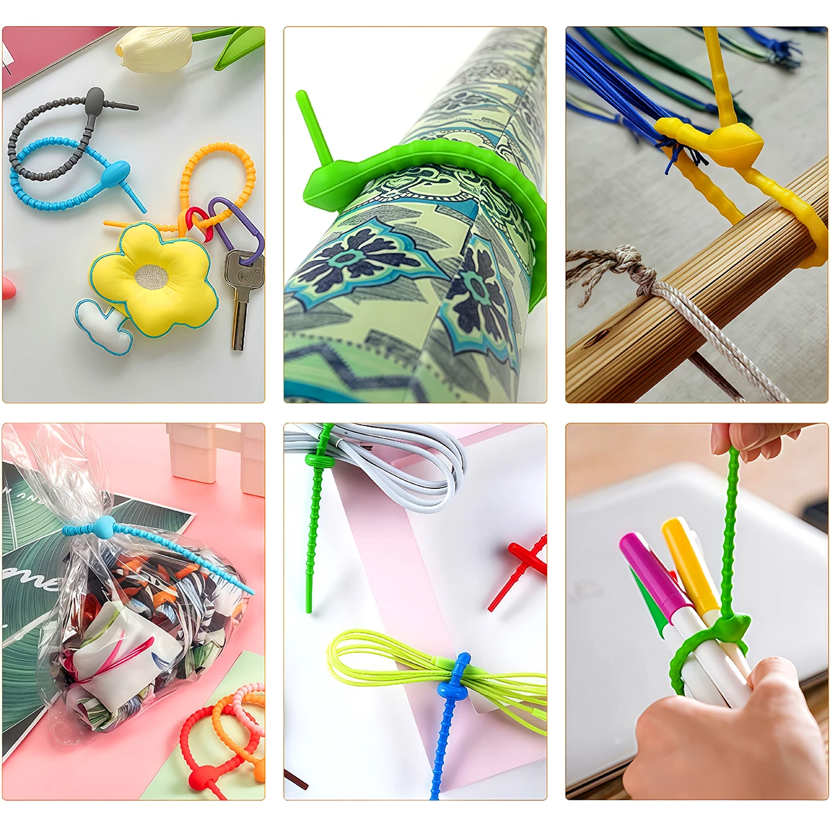 5/10PCS Silicone Reusable Bag Ties Twist Wire Fasten Cable Zip Tie for Headset Data Line Pendant Adjustable Soft Universal Tie view 4