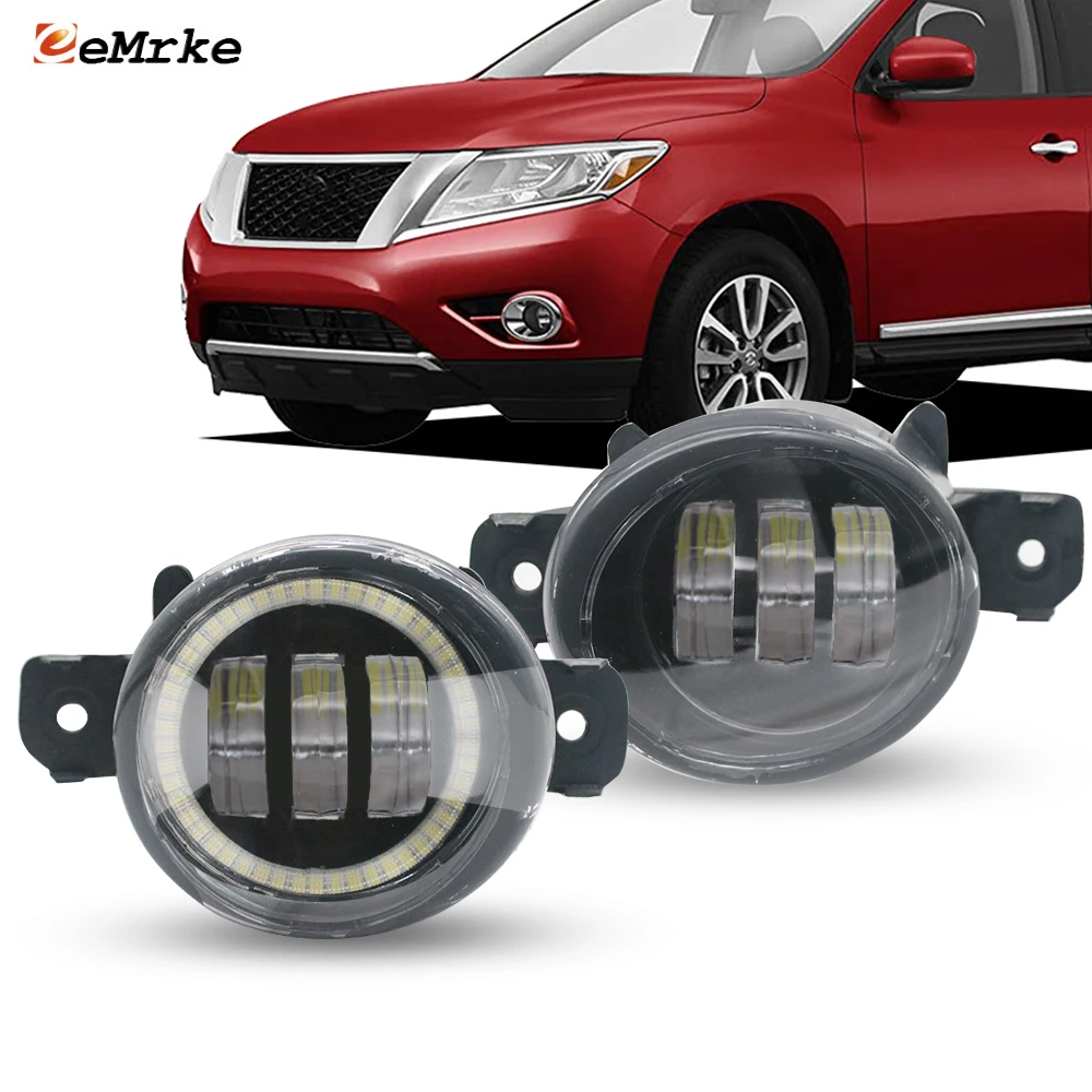 Pair OEM Style Led Fog Lights or Halogen For Nissan Pathfinder IV R52 2013 2014 2015 2016 Angel Eye DRL Daylight Driving Lamp