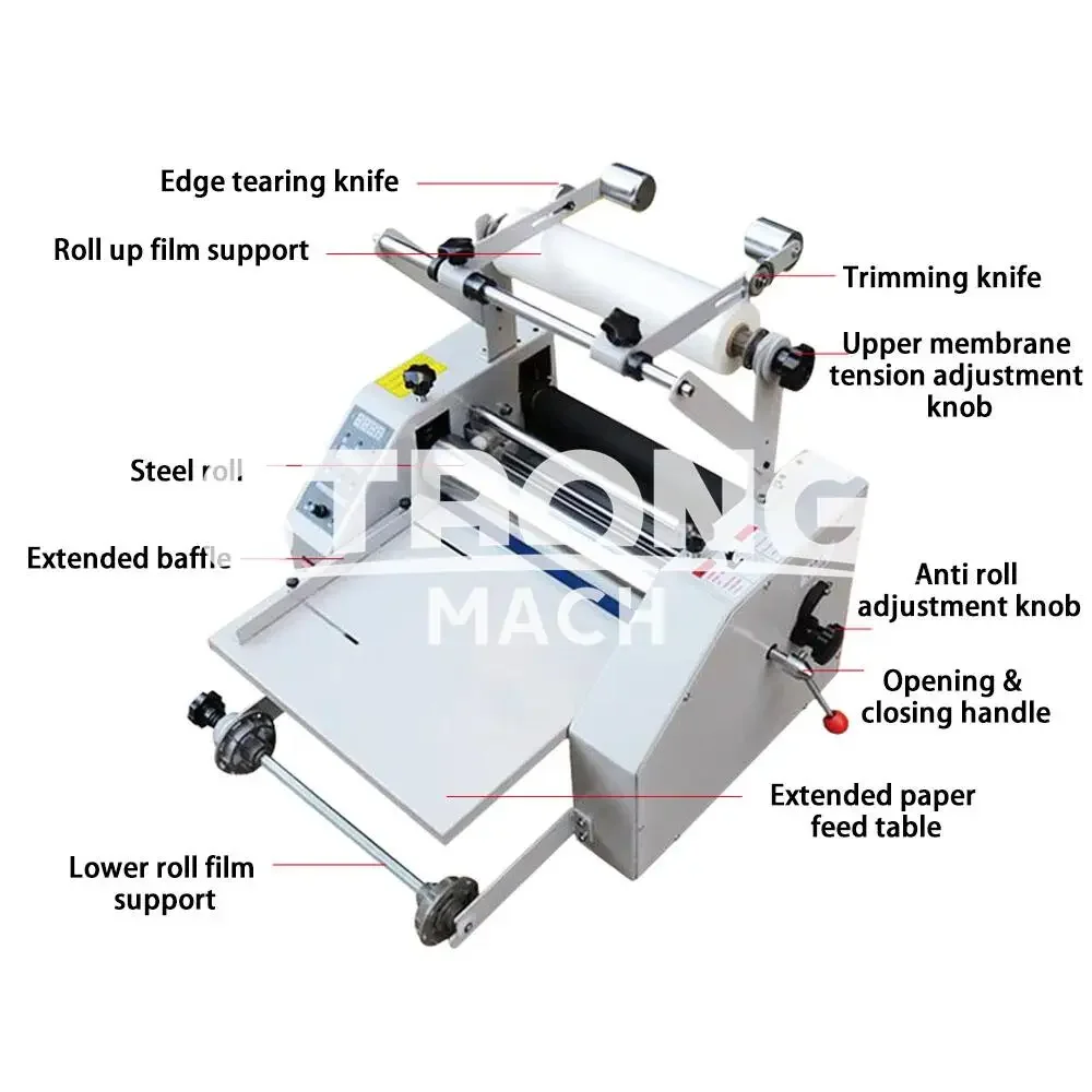 Dual roller independent temperature control with anti-curling equipped with edge trimming and slitting knife Laminaing Machine