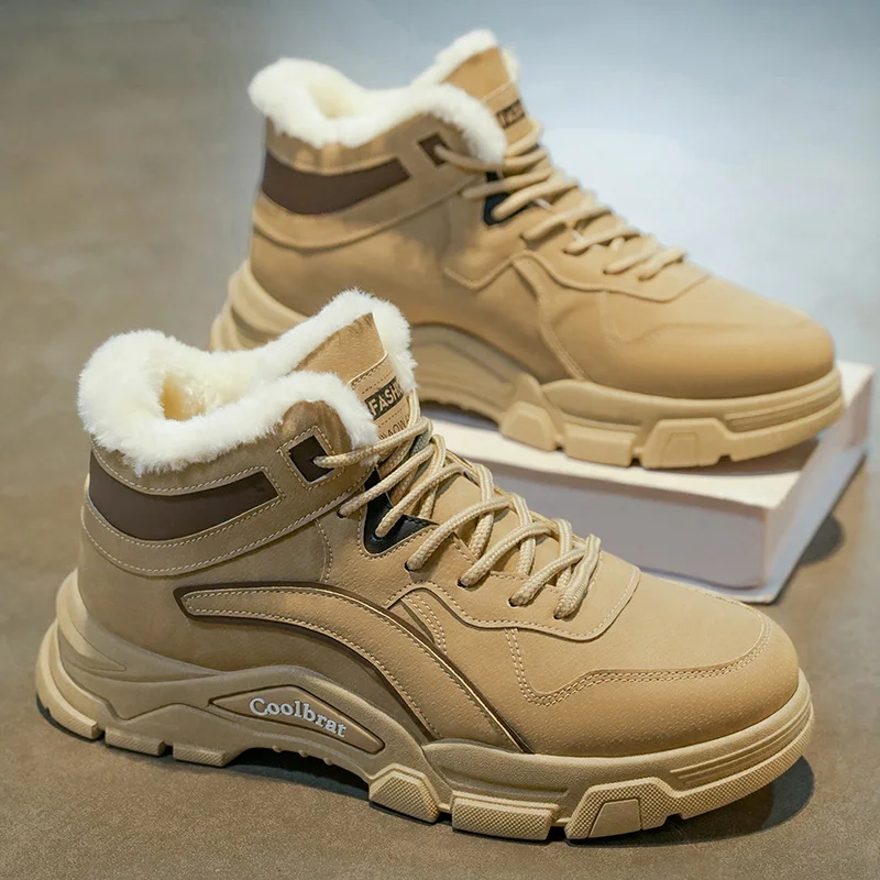 

Men's winter high top work shoes plus size fashion outdoor comfort casual shoe slip-resistant wear-resistant thicken cotton shoe