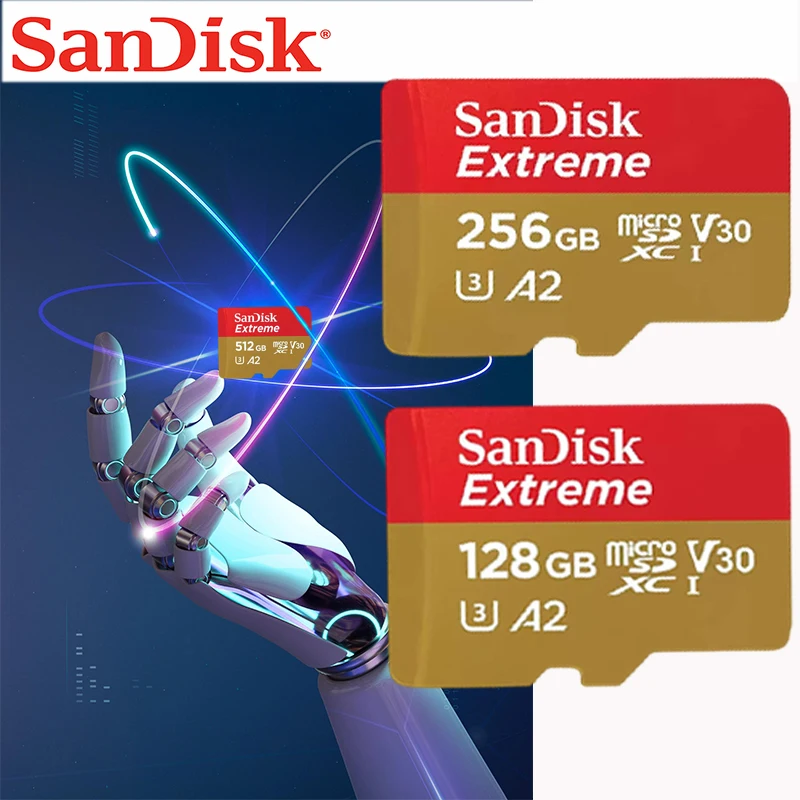 SanDisk TF Memory Card 32GB 64GB 128GB 256GB 512GB A2 U3 V30 High Speed Micro SD Card for File Storage & Mobile Phones