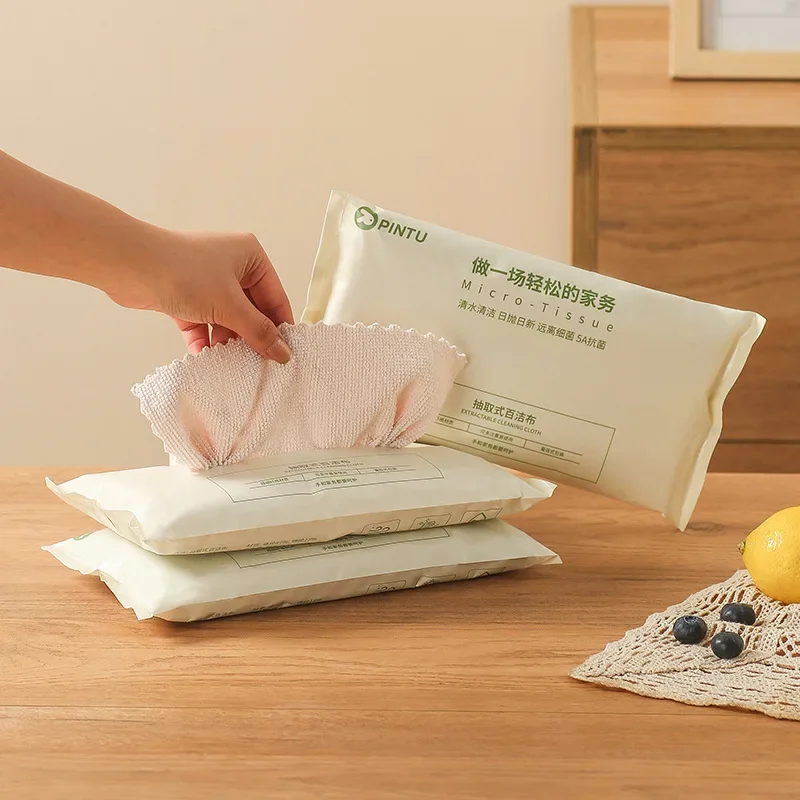 10pcs/bag Pull-out Thickened Cleaning Cloth Environmentally Friendly Recyclable Dish Towels Household Cleaning Absorbent Rags