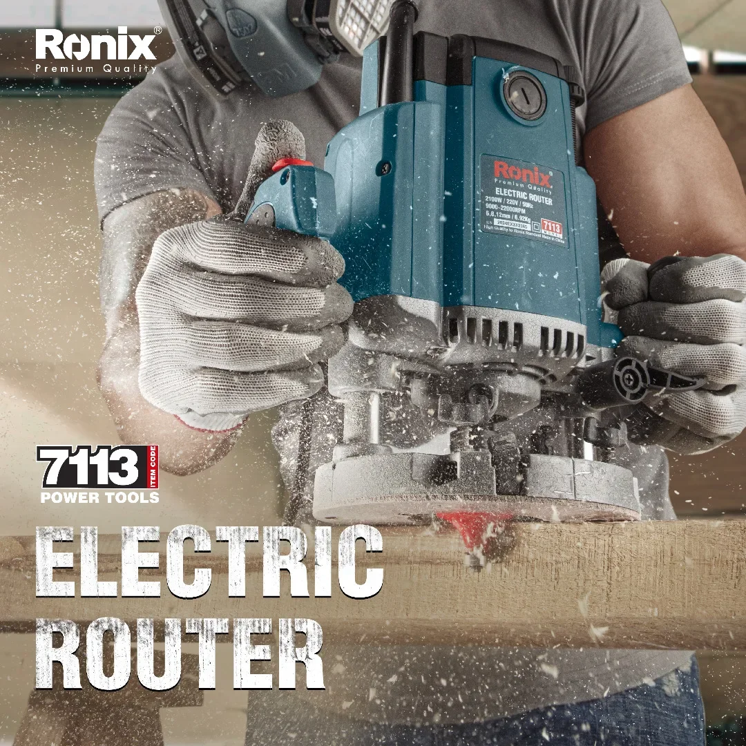 Ronix 7113 Wood Machinery Tool  Premium Power 2100W Mini Electric Hand Wood Router Machine