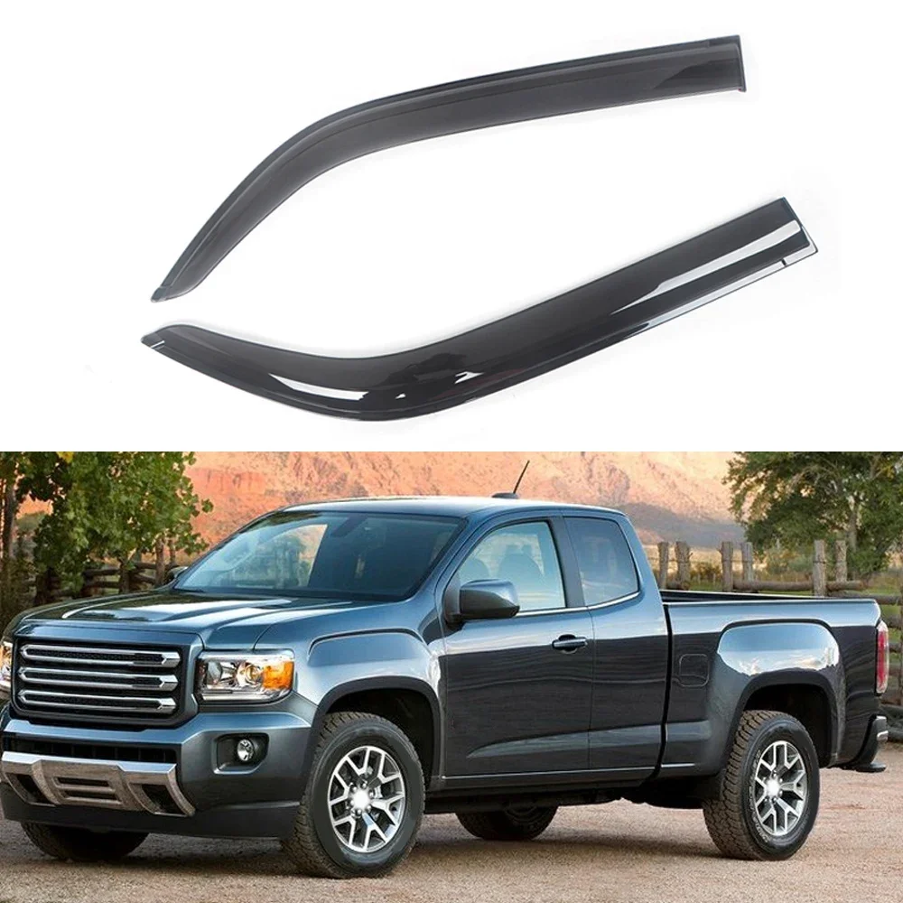 For GMC Canyon 2004-2016 Auto Side Window Wind Deflectors Visors Black Rain Guard Door Visor Vent Shades Dark Smoke Ventvisor