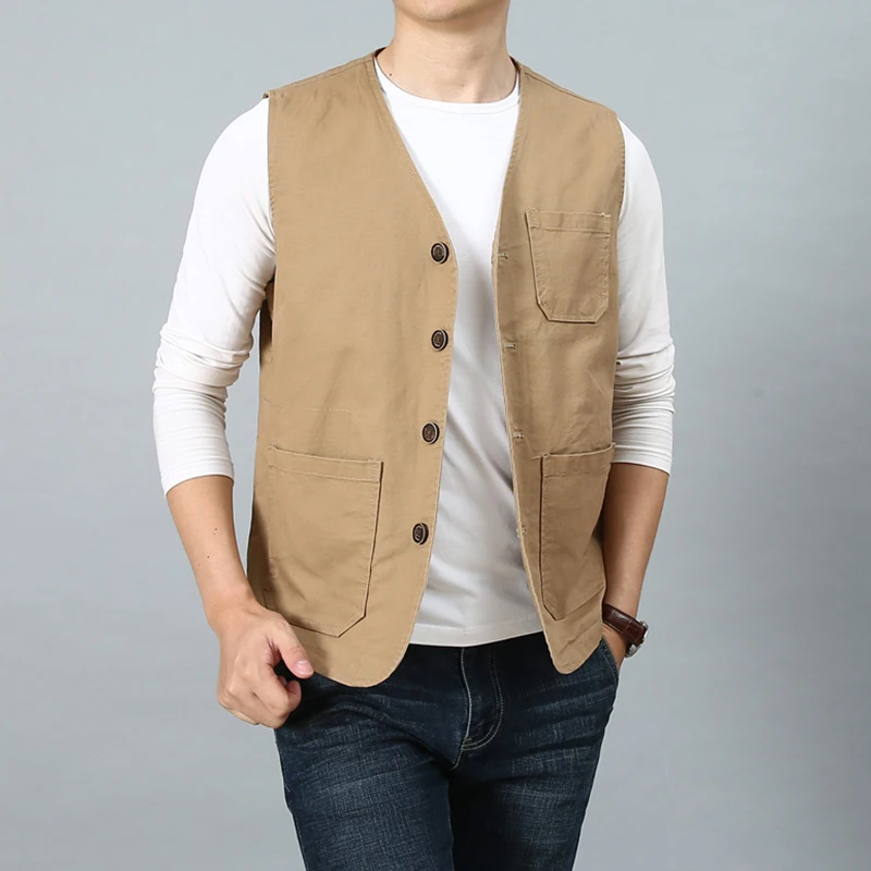 Multi functional photography camera mesh fishing vest with multiple pockets, spring style men's oversized pocket vest