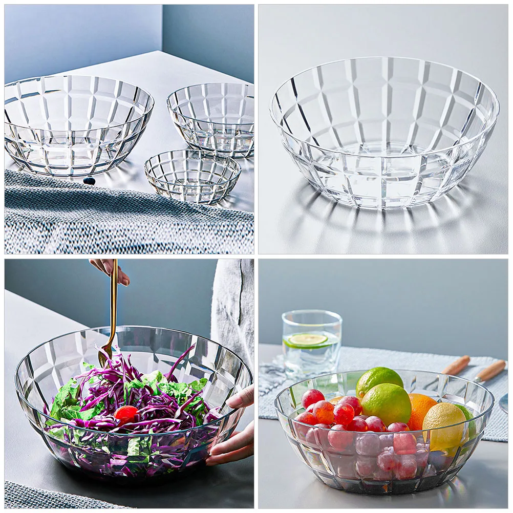 

3pcs Plastic Salad Large Clear Serving Bowl For Parties Family Gatherings Weddings Food Storage Container Reusable Big