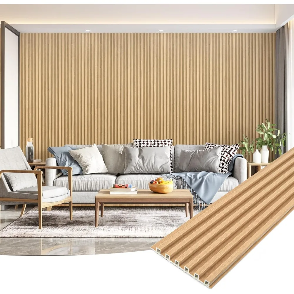 แผ่นผนังไม้ระแนง 8 แพ็ค, ผนัง 3D กันเสียง WPC 104 '' x 6.7''