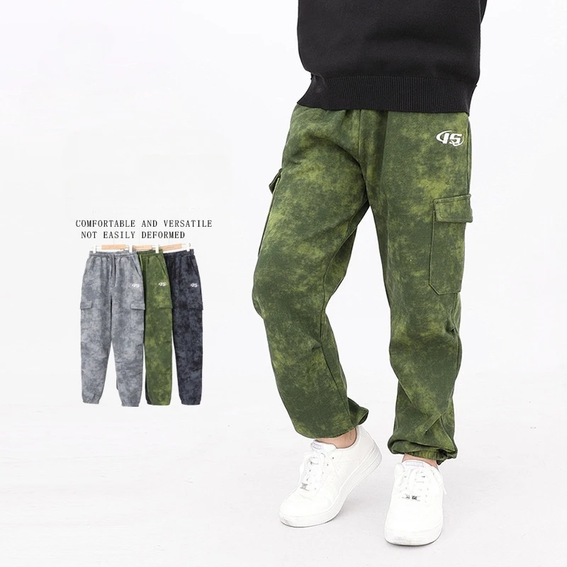 

Cargo Pants for Boys Joggers Sports Pants with Pocket Kids Casual Military Trousers Teen Boys Elastic Waist Athletic Pants New