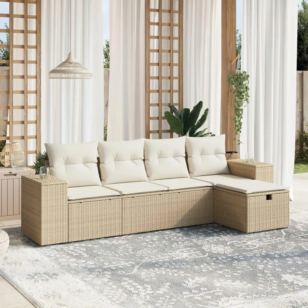 

Beige Poly Rattan Medium Modular Garden Sofa Set for Outdoor Patio Furniture