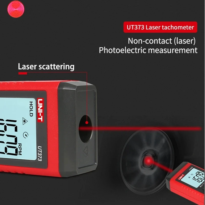 UNI-T UT373 Mini Digital Laser Tachometer Non-Contact Tachometer RPM Range 10-99999RPM Tachometer Odometer Backlight