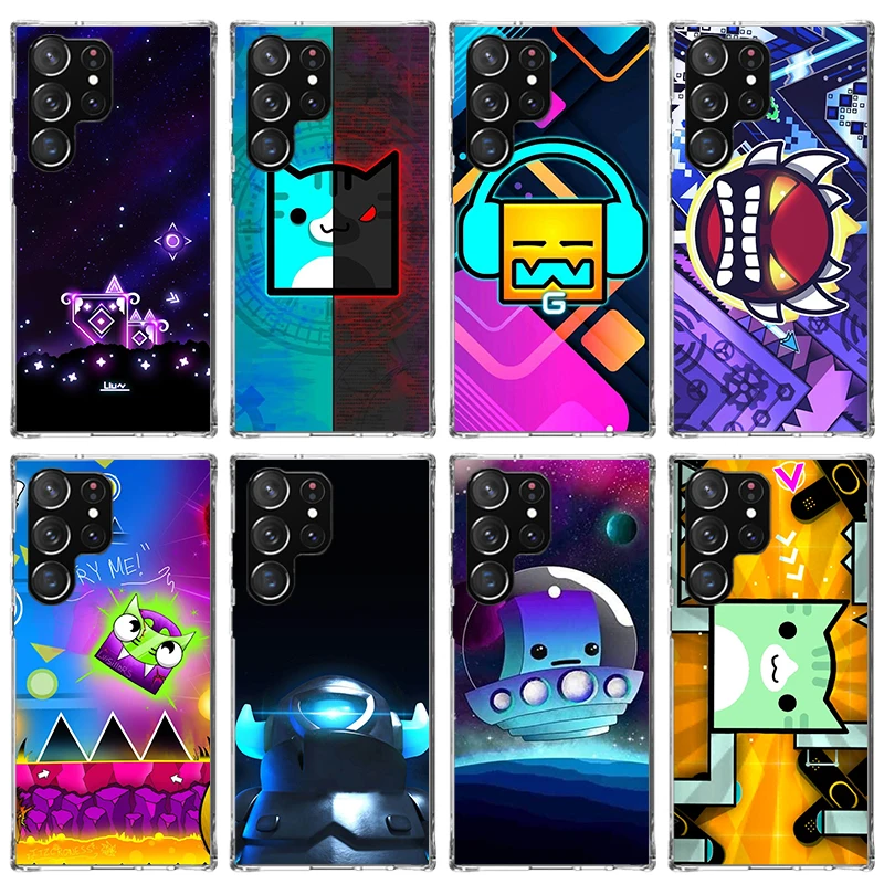 Geometry Dash Game Phone Case For Samsung Galaxy Note 20 Ultra 10 Lite 9 8 J4 J6 Plus J8 M12 M30S M21 M31 M32 Shell Print Fundas