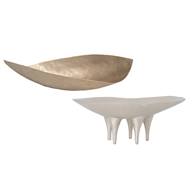 

European light luxury metal aluminum gold special-shaped vase irregular tray ornament porch flower ware decorative fruit plate