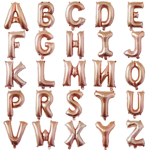 

16 Inch Rose Gold Alphabet Letters Aluminium Balloons Kids Birthday Party Decorations Foil Air Balloons Wedding Party Supplies