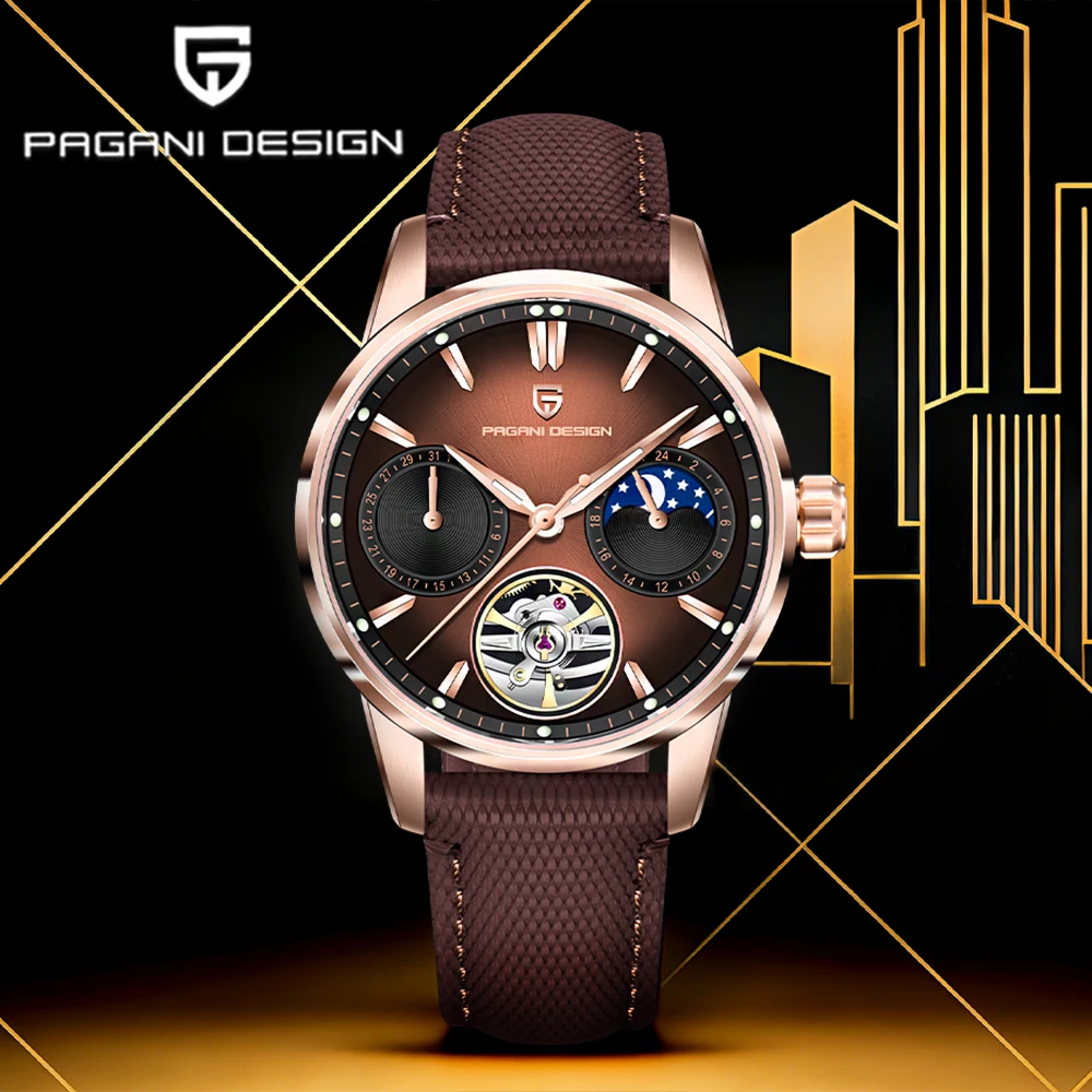 

Мужские часы Pagani Design Tourbillon: элитные механические часы, модный бренд, с фазами Луны, сапфировое стекло, для дайвинга, 2026 год