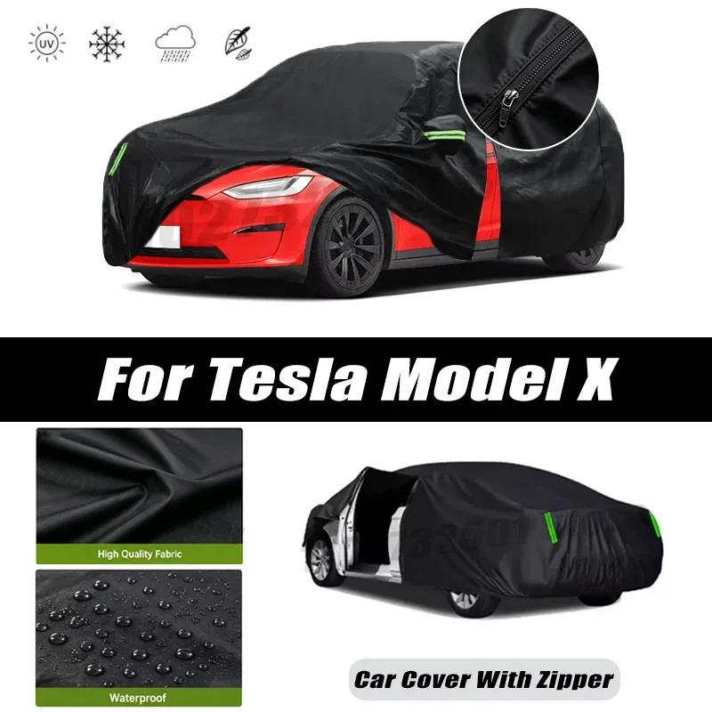 For Tesla Model X Car Covers Outdoor Waterproof Sun Rain Snow Protection UV Car Zipper Design Car Cover Accessories