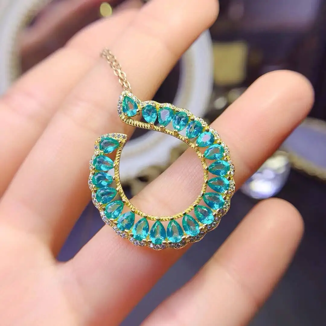 KJJEAXCMY New Jewelry Natural Women's Topaz Pendant 925 silver inlay Colorful and splendid Crystal pure fire flash explosion