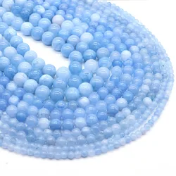 Natural Stone Aquamarine Amethyst Beads Round Loose Spacer Crystal Gems Bead for Jewelry Making DIY Bracelet Necklace 4/6/8/10MM