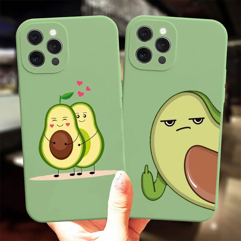 

Cute Catoon Avocado Yoga Phone Case For iPhone 16 15 14 13 12 11 Pro Max Mini X XS SE 7 8 Plus 16E Shockproof Soft Cover Fundas