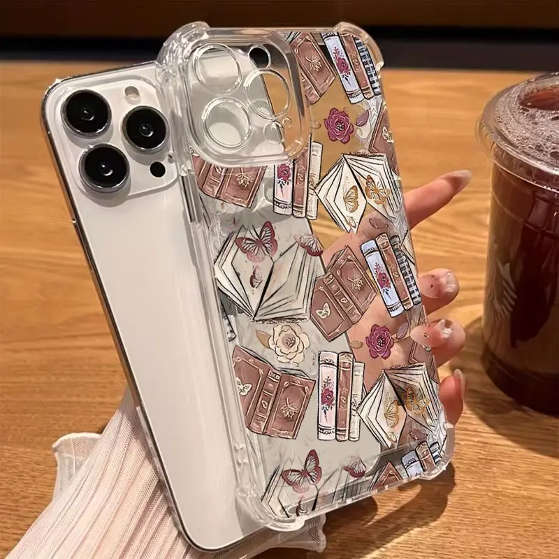 Soft Phone Case For Samsung Galaxy S26 S25 S24 Plus Ultra A55 A17 A27 A57 A56 A36 A37 Transparent Flower Book Butterfly Cover