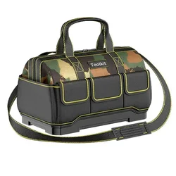 Camouflage Tool Bag with Plastic Waterproof Bottom Multiple Pockets Shoulder Strap Tool Pounch Electrician Tool Storage Bag