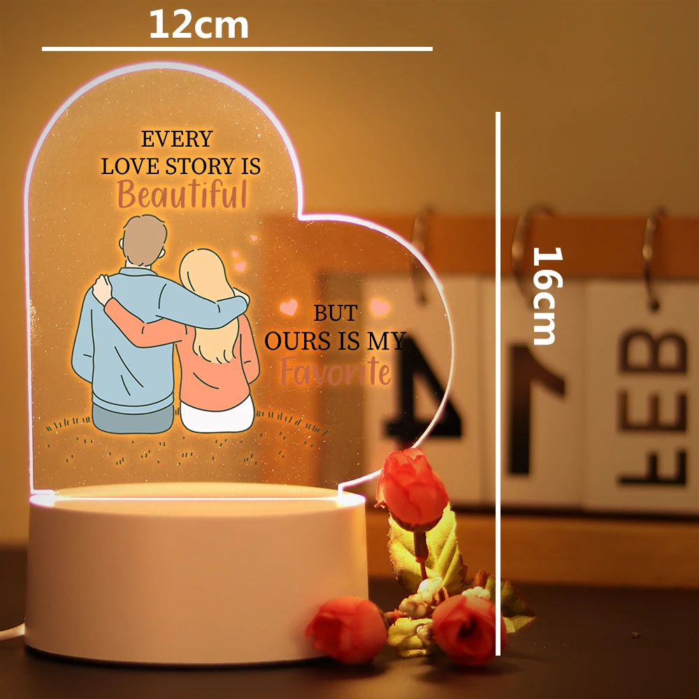 Veilleuse de chambre à coucher Love, offrez-la à votre petit ami, petite amie, escales USB, lampe de table