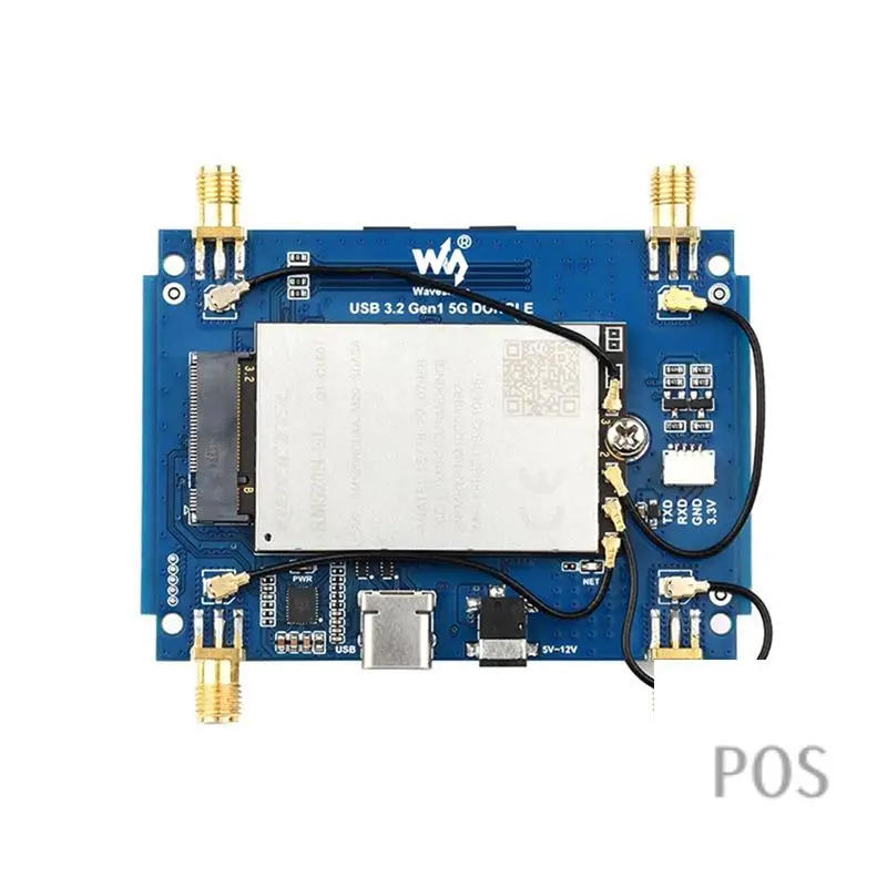 

Waveshare USB 3.2 Gen1 5G DONGLE Expansion Board With 4 Antennas Aluminum Alloy Shell Supports M.2 Key B Interface-POS