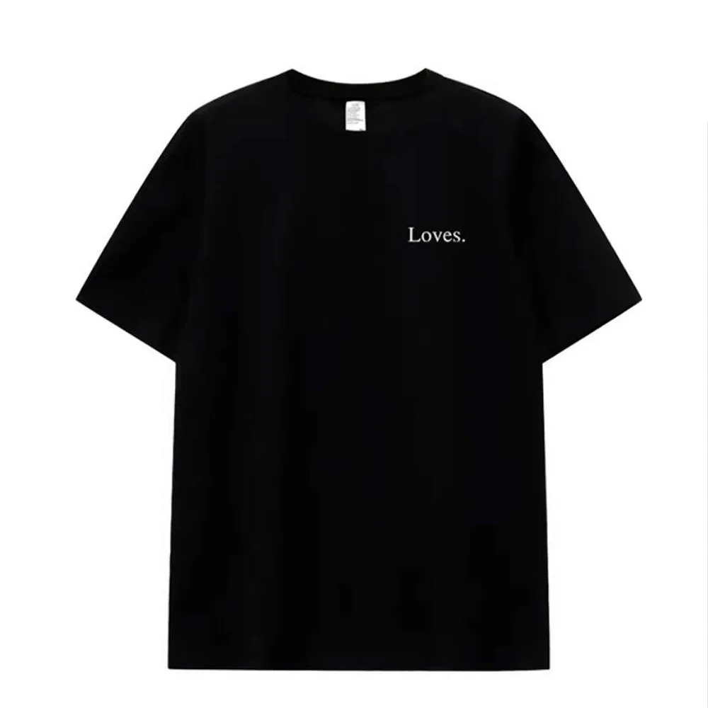 Liebt Buchstaben Druck Schwarz Baumwolle T Shirts Sommer Kurzarm Lose Beiläufige Tops Tees 2026 Sommer Neue Crewneck Einfache T-shirt