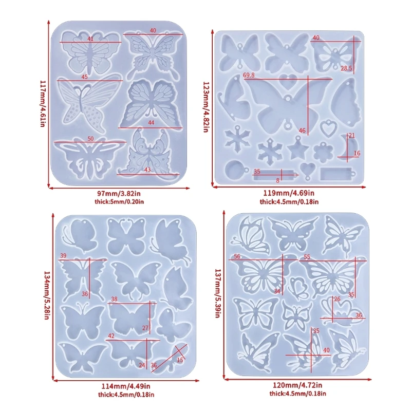 Stylish Earrings Silicone Mold Customized Butterfly Earwear Mould Jewelry Mould A0KD